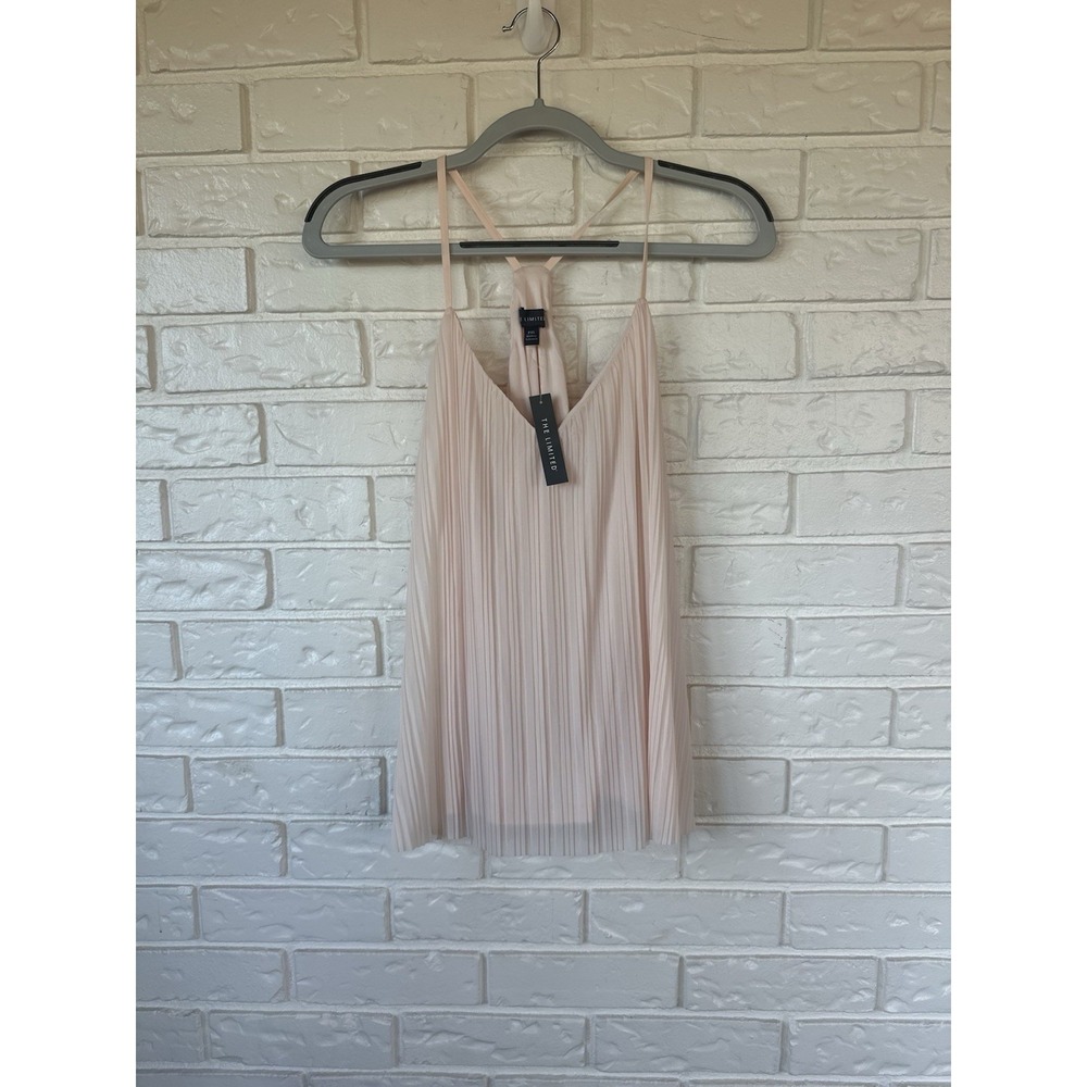 The Limited Pleated Strappy Cami Women PXL Blush Pink NWT Flowy Chiffon Tank Top